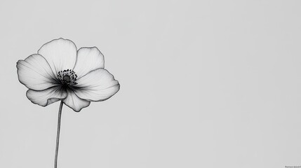 Monochrome flower, simple background, minimalist design, website banner