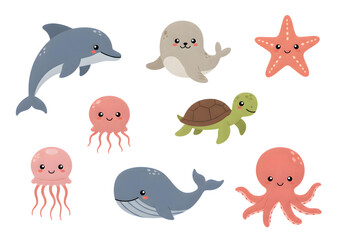 Cute Cartoon Ocean Animals Collection