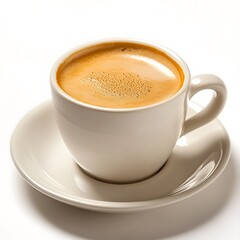 Cup of coffee and gypsophila flowersle background