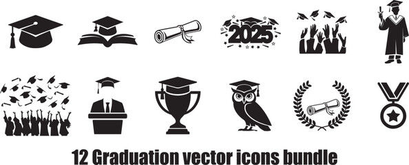 Graduation Ceremony Vector Icons Bundle