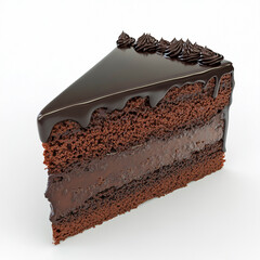 Slice of Dark Chocolate Cake on Transparent Background