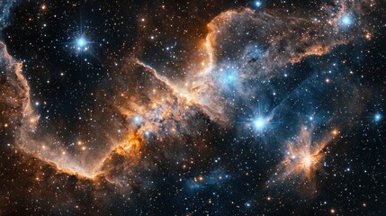 Obraz premium Stunning Cosmic Clouds with Bright Stars in Deep Space Wide View