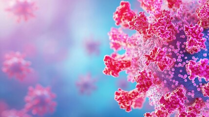 Naklejka premium Close-Up View of Colorful Virus Cells in Abstract Digital Background