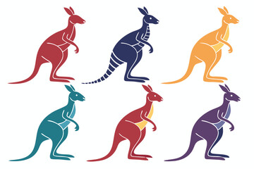 set of Kangaroo Silhouette vector illustration