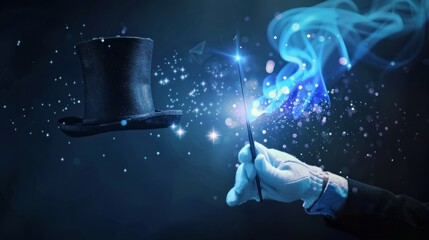 Fototapeta premium Magic Trick with a Top Hat and a Wand