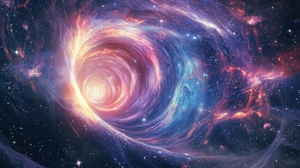 Cosmic Swirl of Colors in Deep Space with Stars and Galaxy Elements