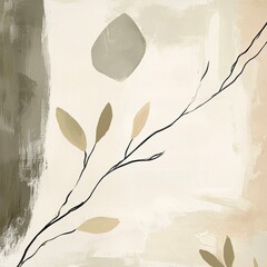 Abstract muted colors florals painting poster decoration