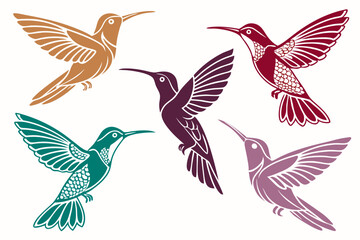 Obraz premium set of Hummingbirds Silhouette vector illustration