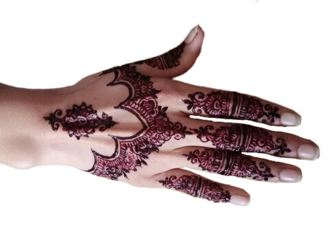 Intricate mehndi design with a circular floral pattern on the palm, detailed fingertip motifs, and fine ornamental accents, creating an elegant and stylish look.
