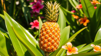 pineapple on the plant
