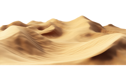 Expansive and undulating sand dunes, creating a serene desert vista on transparent