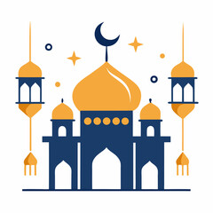 Stylish Mosque Artwork for Eid Simple & Graceful.