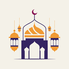 Stylish Mosque Artwork for Eid Simple & Graceful.