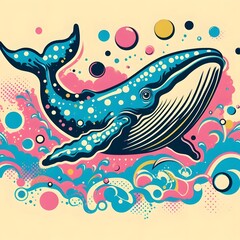 Fototapeta premium 고래, 팝아트, jpeg (Whale, pop art, jpeg)