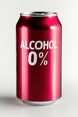 Fototapeta premium Sleek beer can featuring zero alcohol against a clean white background