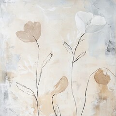 Abstract muted colors florals painting poster decoration