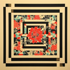 Colorful floral abstract art modern gallery artwork contemporary environment top view visual harmony