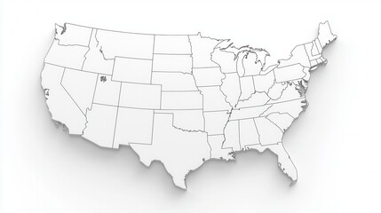 Fototapeta premium Blank United States Map Outline for Educational and Design Purposes