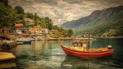 Scenic Morning at a Fisherman's Dock with Boats
