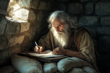 Apostle Paul writing inspired by the Holy Spirit.	
