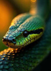 Fototapeta premium Green pit viper snake