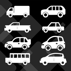 illustration Icons set silhouette side white color car