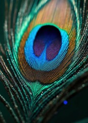 Obraz premium Closeup portrait of a vibrant peacock feather