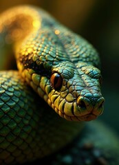 Fototapeta premium Green pit viper snake