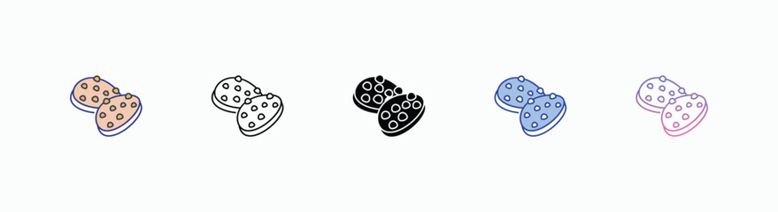 Cookie icons set in different style vector stock 