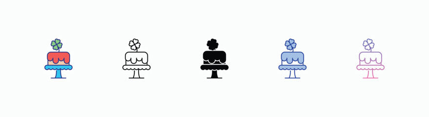 Cake icons set in different style vector stock 
