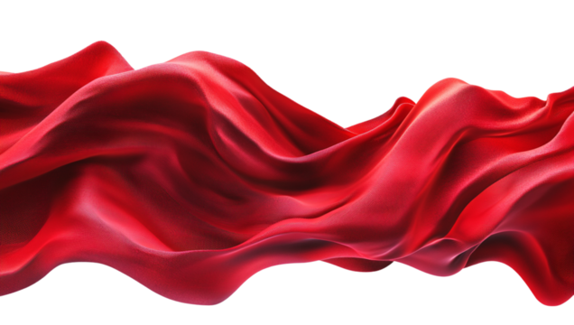 Red flag waving in the wind, isolated on white background.
