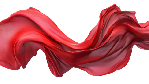 Red flag waving in the wind, isolated on white background.
