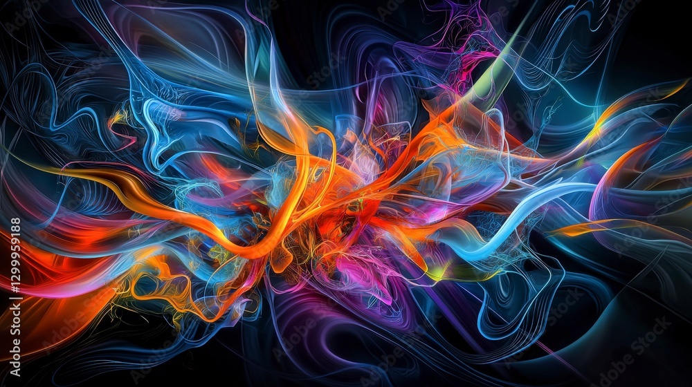 Poster dynamic swirling abstract art digital canvas vivid colors innovative environment contemporary concep
