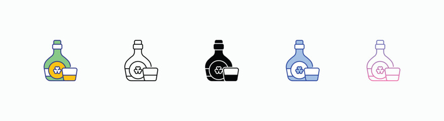 Whiskey  icons set in different style vector stock 
