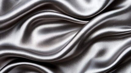 Fototapeta premium Elegant Draped Silver Fabric Texture Closeup