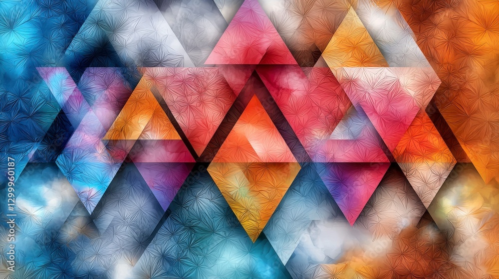 Aufkleber vibrant triangle geometric art abstract digital gallery close-up of artistic expression