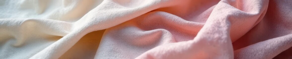 Fototapeta premium Linen fabric, gathered, showing intricate weave , light, background, craft