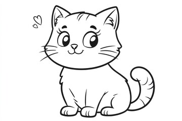 Fototapeta premium Cute cartoon cat sitting and looking forward