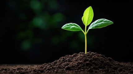 Sprout in Dark Soil; Growth Concept