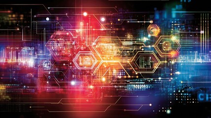 Obraz premium Futuristic Technology Network Digital Innovation