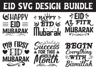 Typography happy Eid Mubarak T shirt black and white design vector file