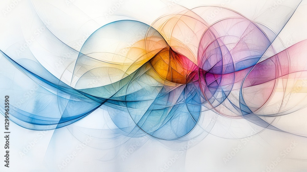 Poster Dynamic abstract artwork of overlapping circles studio digital art colorful artistic perspective