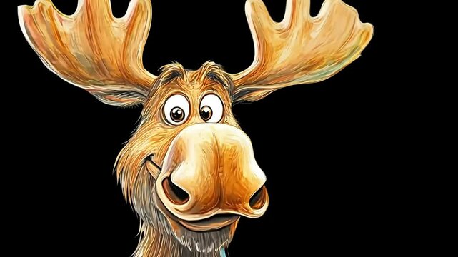 holiday scene comic animal sketch of funny Christmas moose head and antlers, isolated on white	
