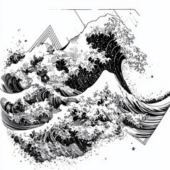 Obraz premium Dynamic ocean waves illustration artistic representation coastal environment abstract viewpoint nature concept