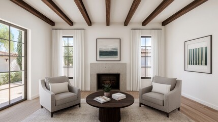 Fototapeta premium Cozy and Modern Living Room with Natural Light and Stylish Decor