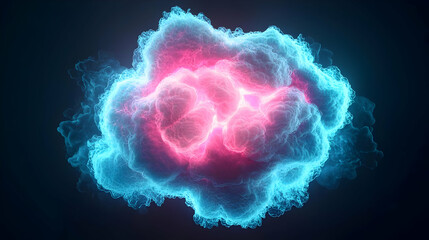 Abstract Glowing Cloud Formation With Blue And Pink Energy On Dark Background