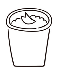 ビールの入った桜の花びらの浮かぶ紙コップ／お花見・宴会・春／手書きの線画ベクターイラスト