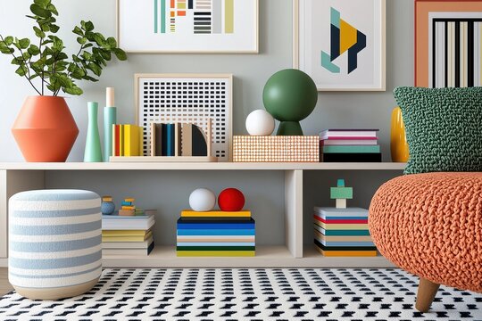 Colorful Modern Workspace With Artful Decor, Creative Elements, Stylish Furnishings Imagining Virtual Meetings In a Vibrant Atmosphere