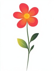 Obraz premium Vibrant Single Red Flower Illustration