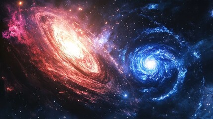 Supermassive black hole expels glowing star streams amid galactic collision, revealing cosmic chaos and creation.